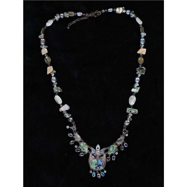 Sajen Abalone & Topaz Sterling Silver Necklace