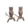 Image 1 : Folk Art Owl Cast Iron Rod Andirons c. 1950's