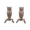 Image 2 : Folk Art Owl Cast Iron Rod Andirons c. 1950's