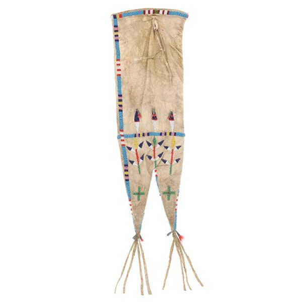 19th C. Sioux Double Tab Pipe Bag - Fort Yates