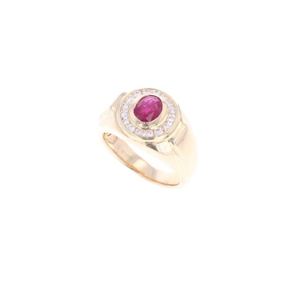 1.16ct Myanmar Ruby & VS2 Diamond 14k Gold Ring