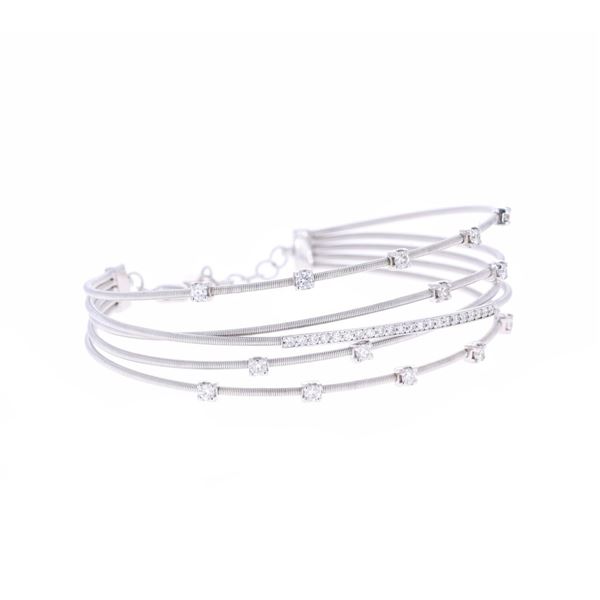 1.03ct Diamond & 14k White Gold Adjustabl Bracelet