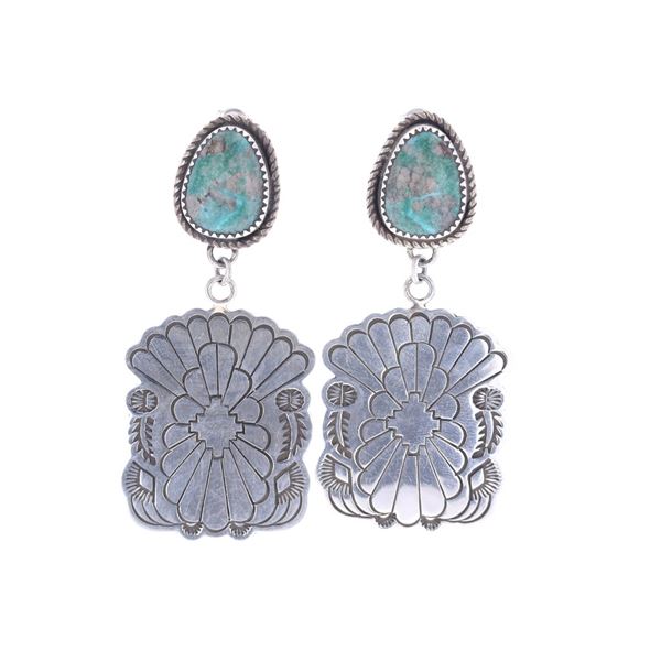Navajo Tom Sterling Silver Ajax Turquoise Earrings