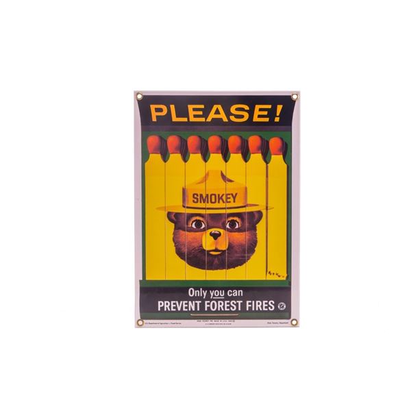 Smokey Bear U.S. Forest Service Porcelain Sign