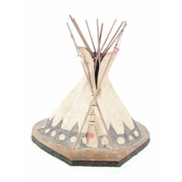 Polychrome Mounted Hide Wicker Tee Pee Display