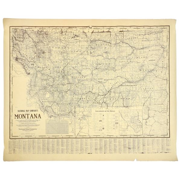 National Map Co. Map of MT Ed. 1264 circa 1940-50s