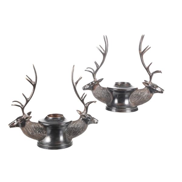 Stetson Double European Stag Candlestick Holder