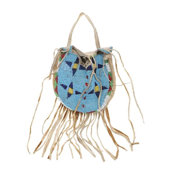 19th C. Northern Cheyenne Beaded Tobacco Bag