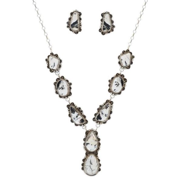 Navajo R. Sam White Buffalo Turquoise Jewelry Set