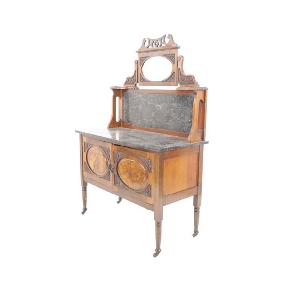 Edwardian Washstand Marble-Top Cabinet c 1890-1910