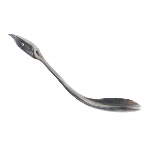 Lakota Sioux Buffalo Horn Carved Crane Bird Spoon