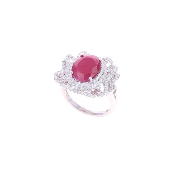 RARE Unheated GIA Ruby VS2 Diamond Platinum Ring