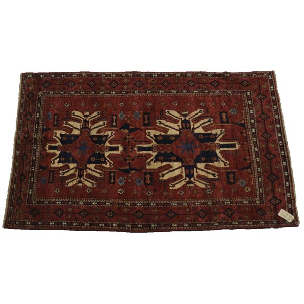 Kazak Persian Hand Knotted Wool Runner Rug 1930's