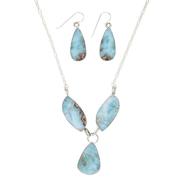 Navajo J. Begay Silver Larimar Necklace/ Earrings