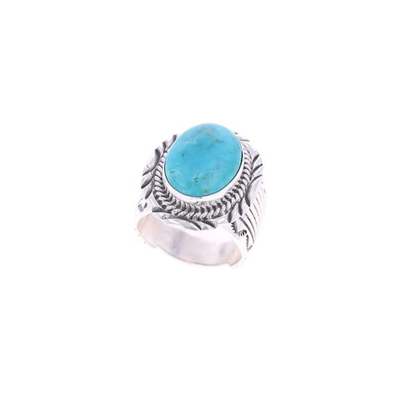 Navajo W. Denetdale Sterling Silver Turquoise Ring
