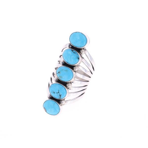 Navajo T. Yazzie Sterling Silver Turquoise Ring