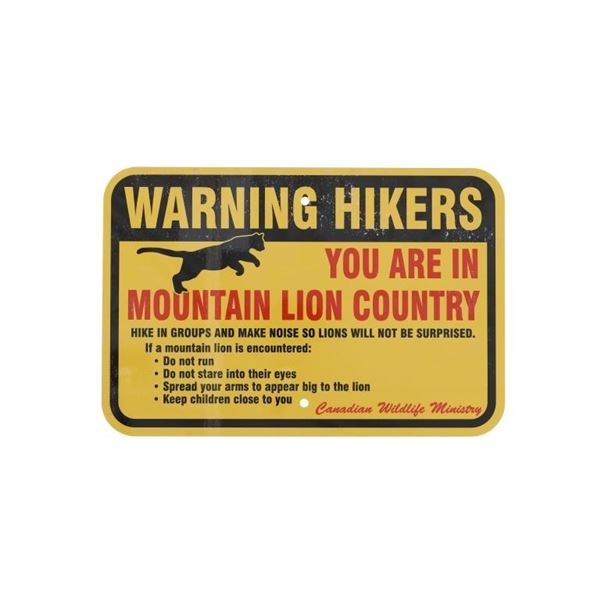 Mountain Lion Warning Sign from Canada