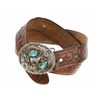 Image 1 : Texas Leather Belt and Silver Turquoise Buckle