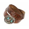Image 2 : Texas Leather Belt and Silver Turquoise Buckle