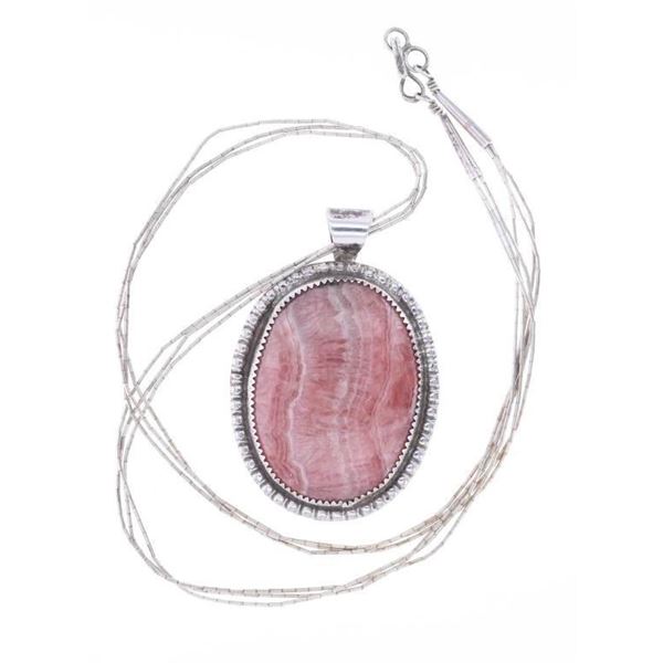 Navajo C. Tom Sterling Silver Rhodonite Necklace
