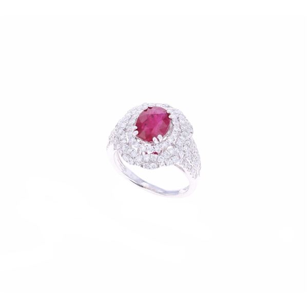 2.32ct Ruby & VS1 Diamond PT950 Platinum Ring