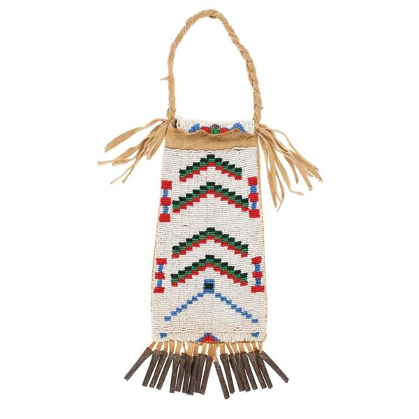 Plains Strike-A-Lite Beaded Hide Bag 20th C.
