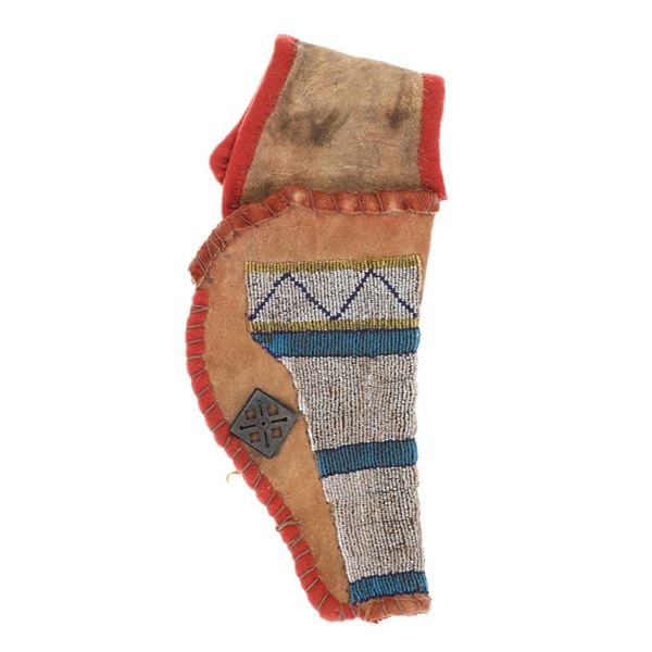 Southern Plains Beaded Revolver Hide Holster