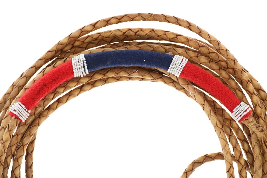 Blackfeet Beaded Braided Rawhide Lariat Rope