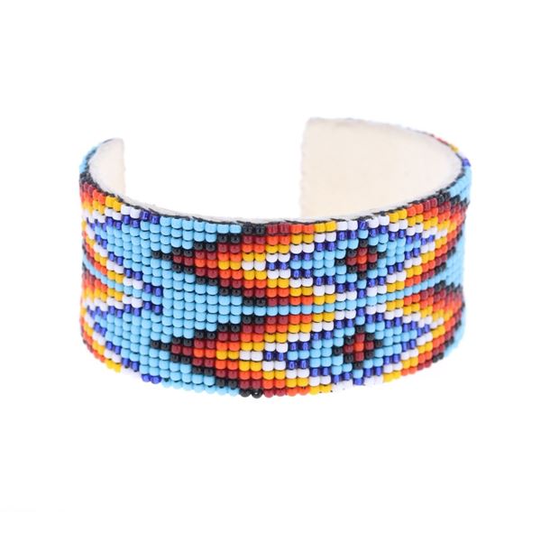 Navajo Copper Hide Trade Seed Bead Bracelet