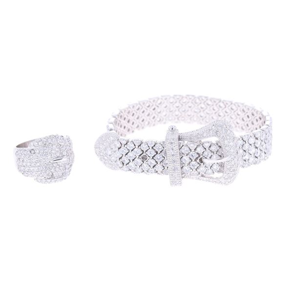 CW Collection Sterling Silver Belt Bracelet & Ring