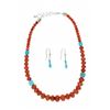 Image 1 : Red Jasper & Turquoise Graduated Necklace Earrings