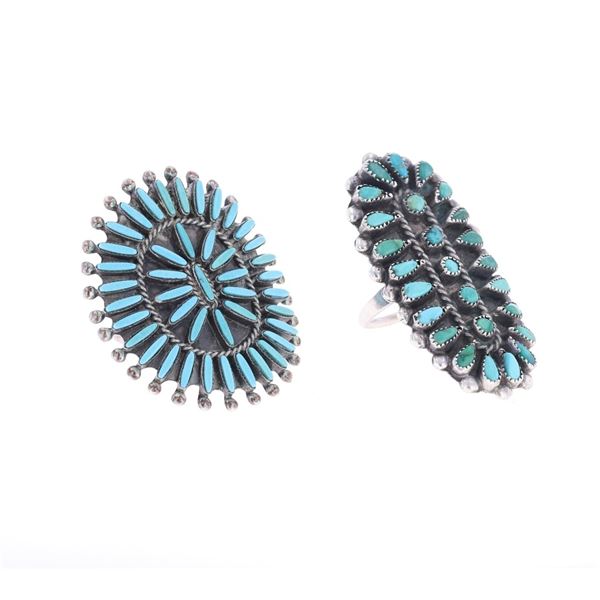 Zuni Needlepoint & Petit Point Turquoise Rings