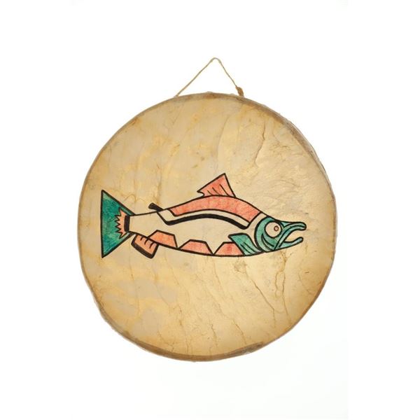 Pacific Northwest Polychrome Salmon Drum c. 1960s