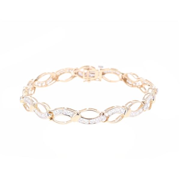 3.26ct Diamond & 14k Yellow Gold Infinity Bracelet
