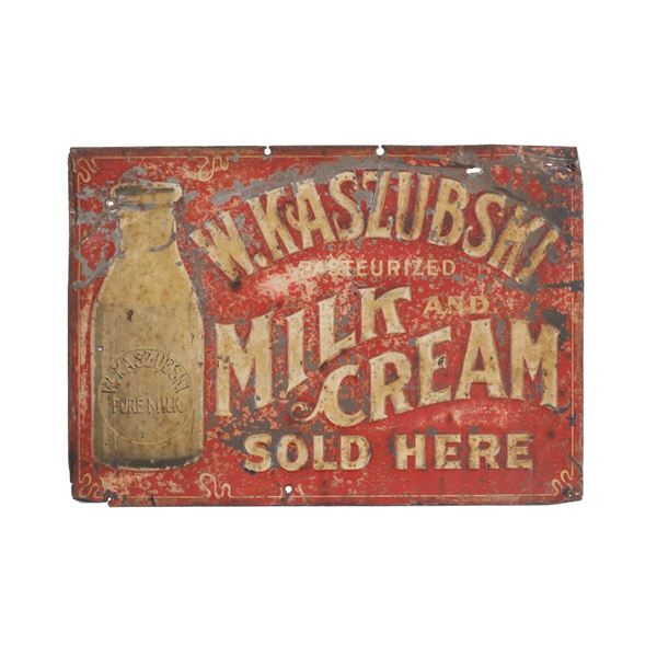 W. Kaszubski Pasteurized Milk & Cream sign 1920s