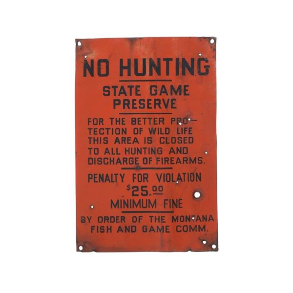 Montana Fish & Game Commission "No Hunting" Sign