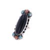 Image 1 : Navajo Billy Slim Silver Jet & Turquoise Ring
