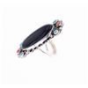 Image 3 : Navajo Billy Slim Silver Jet & Turquoise Ring