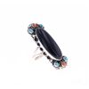 Image 5 : Navajo Billy Slim Silver Jet & Turquoise Ring