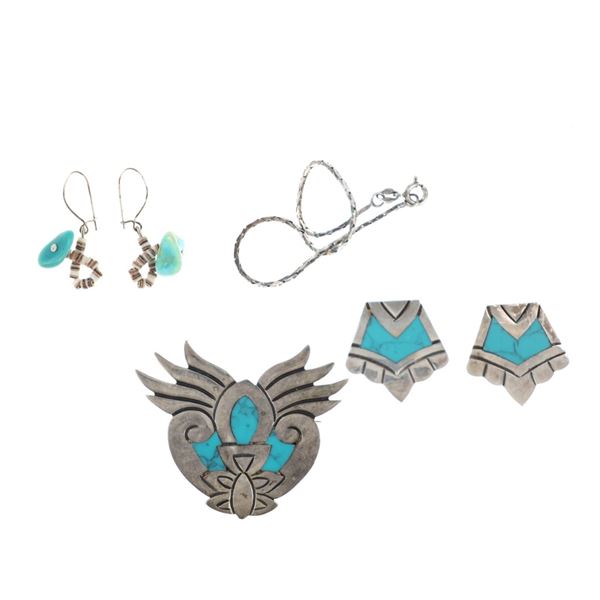 Collection of Sterling Silver & Turquoise Jewelry