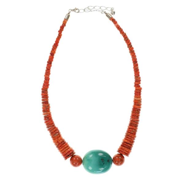 Red Jasper & Large Turquoise Graduated Necklace