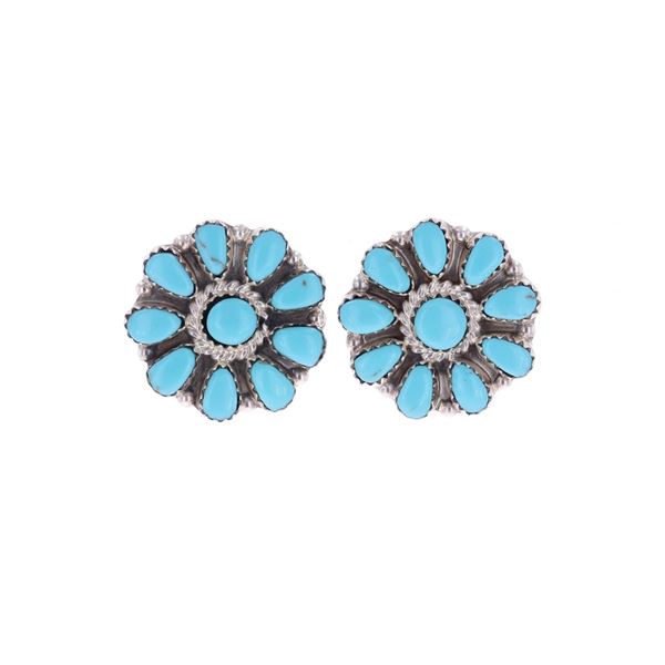Navajo B. Slim Sterling Silver Turquoise Earrings