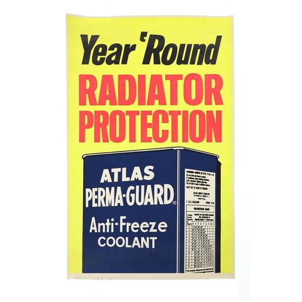 Large Atlas Perma-Guard Anti-Freeze Poster 1960-70