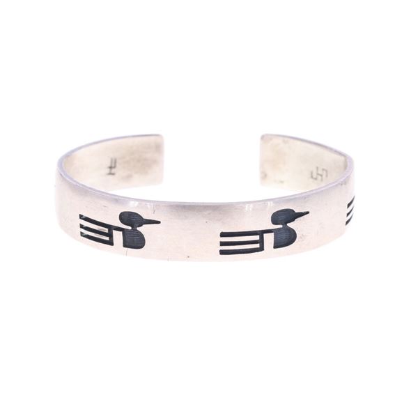 Navajo Sterling Silver Duck Shadowbox Bracelet