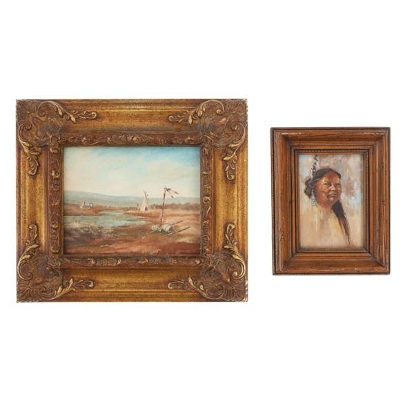 Native American Oil On Board Paintings 20th C. (2)