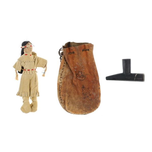 Native American Pipe, Pipe Bag, & Child's Doll