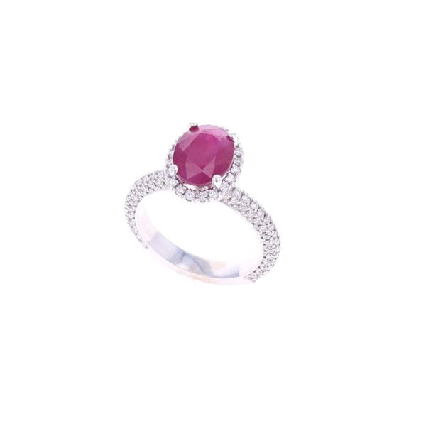 3.00ct Ruby & VS2 Diamond 14k White Gold Ring