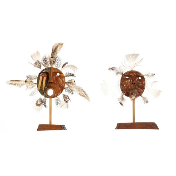 Ed Komakhuk Wood & Soapstone Inuit Spirit Masks