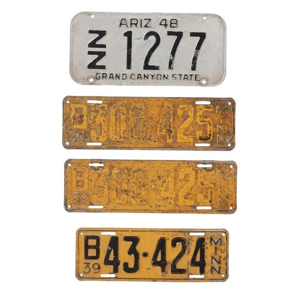 Minnesota & Arizona License Plates c. 1939-1948