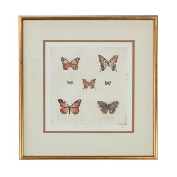 Sandy Scott "Butterflies I" Etching 1970-90s